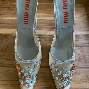 Miu Miu Silver Slingbacks